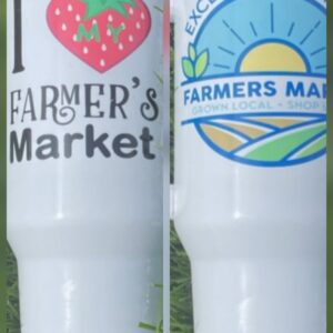 40 Oz Tumbler with market logo & strawberry