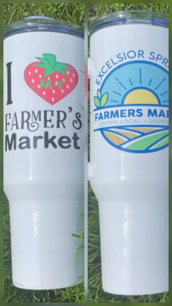 40 Oz Tumbler with market logo & strawberry