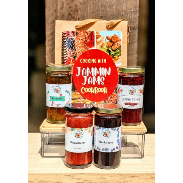 4 Pack - 2 Fruit/2 Savory Jams + Cookbook