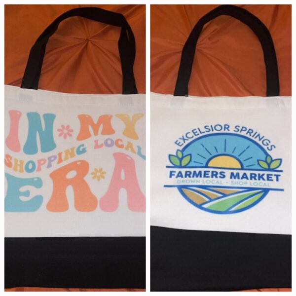 "In My Shopping Local Era" Large Black & White Tote Bag