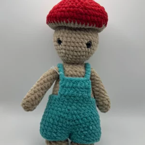 Crochet Mushroom Guy in Overalls