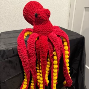 Crochet Jumbo Octopus (Red and Yellow)