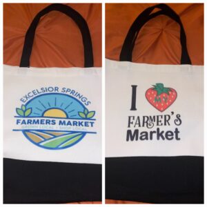 I Love My Farmers Market Black & White Large Tote Bag