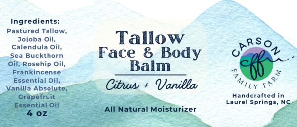 Tallow Face & Body Balm (Citrus + Vanilla) 2 oz