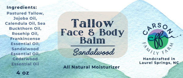 Tallow Face & Body Balm (Sandalwood) 2 oz