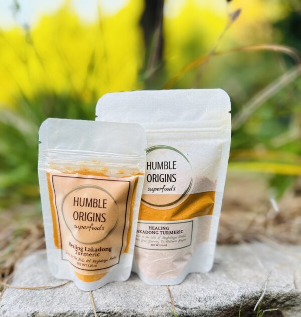 Two sizes of lakadong turmeric in bag